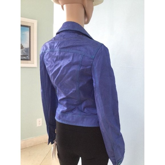 NWT Authentic Versace Blue Jean Jacket Crop Contrast Stitching IT 40 US 4 S - Picture 8 of 11